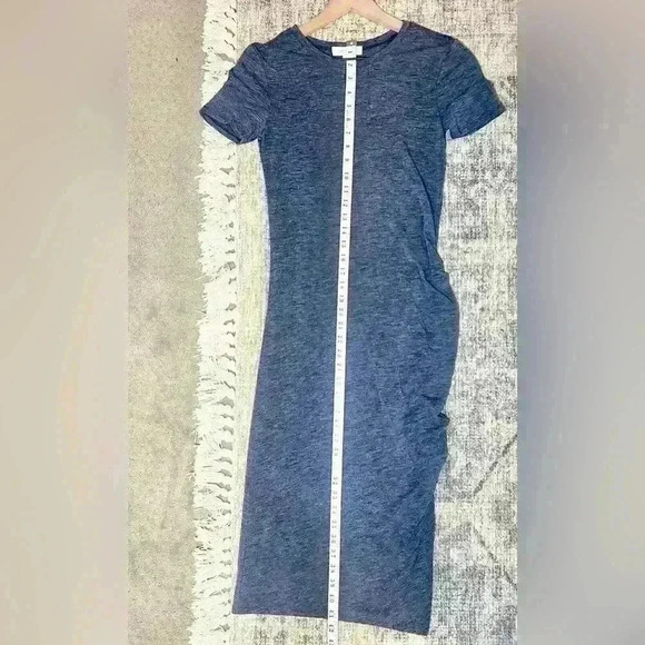 Treasure & Bond Side Ruched Body-Con Dress in Heathered Navy Blue Size XS - Picture 8 of 12
